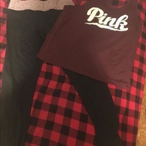 Size L PINK yoga pants and tank